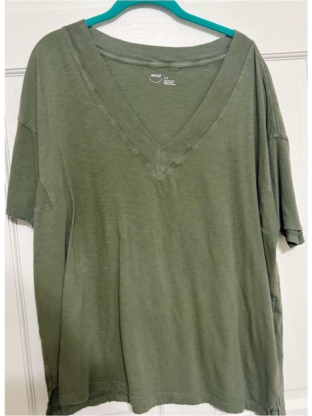 aerie Olive Green V-Neck Oversized Skirt